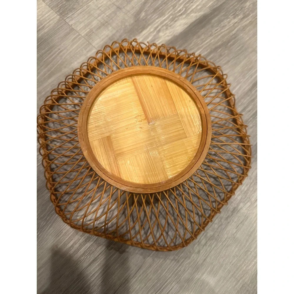 Vintage Woven Wicker Butterfly Basket Bamboo Serving Tray Boho Decor